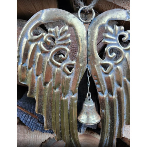 Andělská křídla kovová zlatá, závěs, 2 velikosti