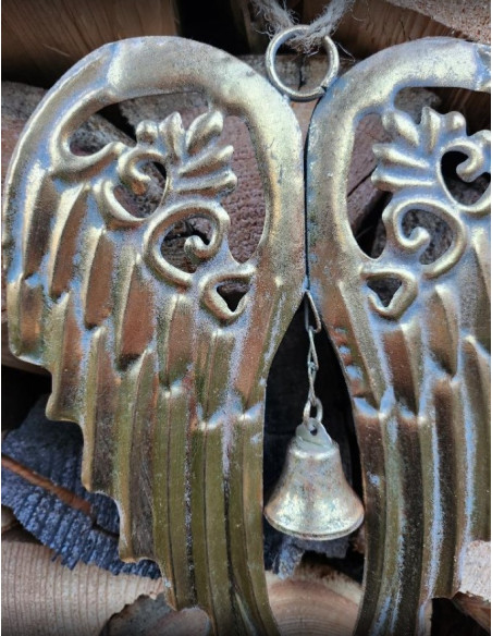 Andělská křídla kovová zlatá, závěs, 2 velikosti