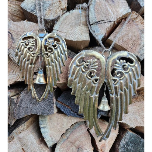 Andělská křídla kovová zlatá, závěs, 2 velikosti