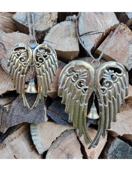 Andělská křídla kovová zlatá, závěs, 2 velikosti