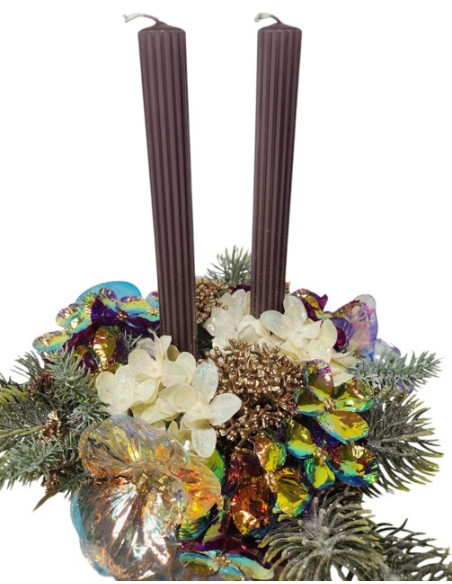 Svícen v betonové nádobě, 2 svíčky