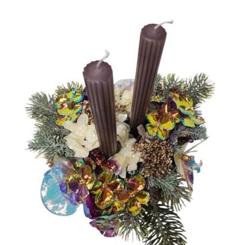 Svícen v betonové nádobě, 2 svíčky