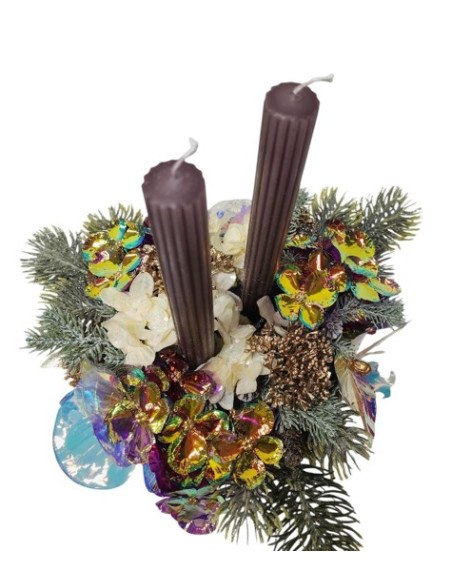 Svícen v betonové nádobě, 2 svíčky