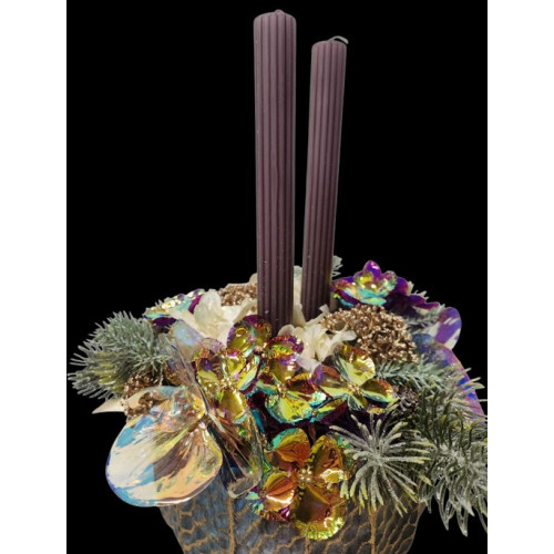 Svícen v betonové nádobě, 2 svíčky