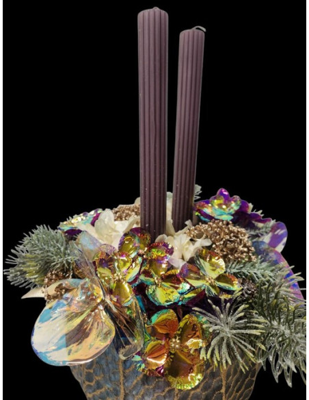 Svícen v betonové nádobě, 2 svíčky