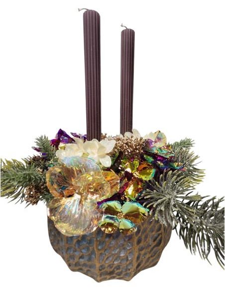 Svícen v betonové nádobě, 2 svíčky