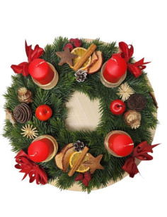 Adventní věnec umělý, červený