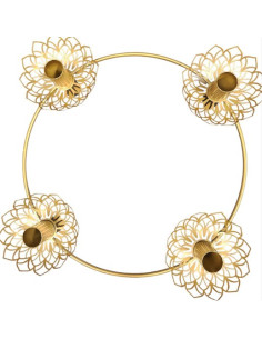 Adventní svícen kov, šampáň zlatá