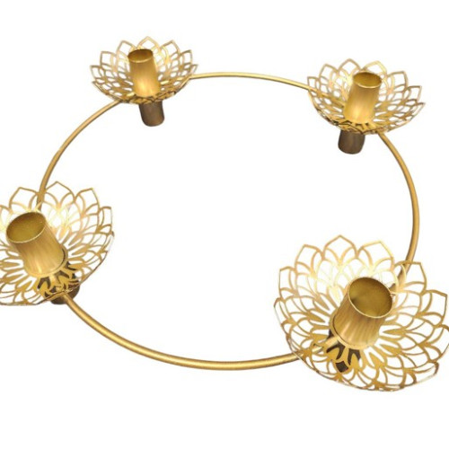 Adventní svícen kov, šampáň zlatá