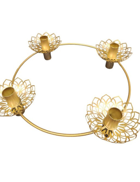 Adventní svícen kov, šampáň zlatá