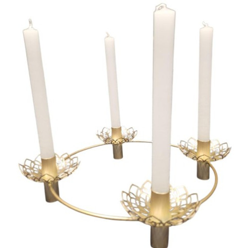 Adventní svícen kov, šampáň zlatá