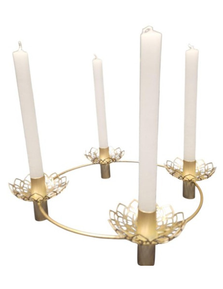 Adventní svícen kov, šampáň zlatá