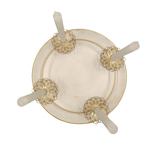 Adventní svícen kov, šampáň zlatá