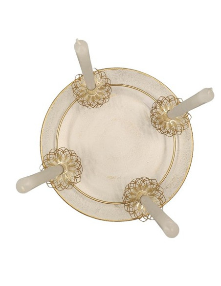 Adventní svícen kov, šampáň zlatá