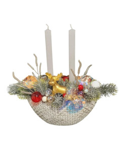 Vánoční svícen se zlatým sobíkem 2