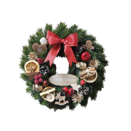 Vánoční věnec na dveře s cedulkou