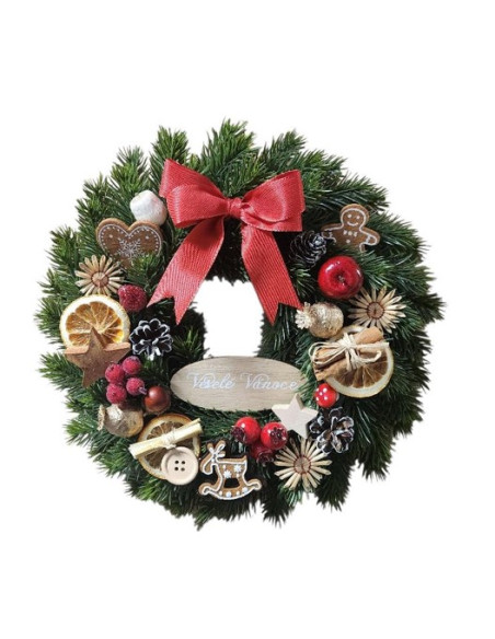 Vánoční věnec na dveře s cedulkou