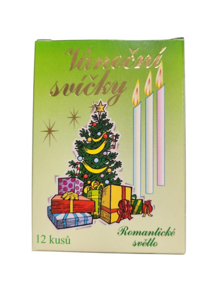 Vánoční svíčky červené,12ks