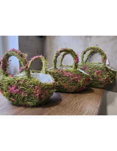 Piknikový košík trávový s květinami 3ks 2