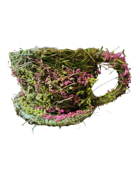 Šálek trávový s květinami