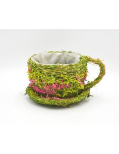 Šálek trávový s květinami