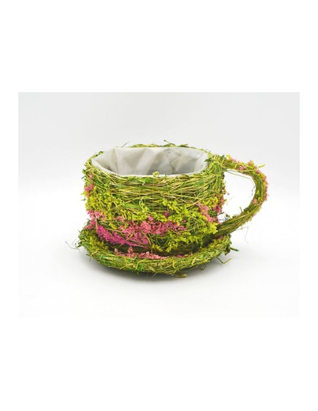 Šálek trávový s květinami