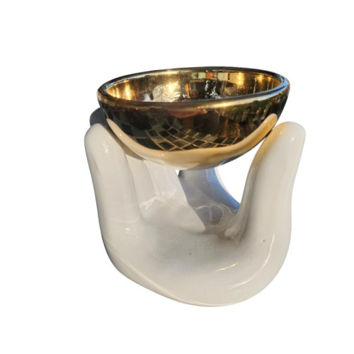 Aromalampa keramická bílá, tvar ruka