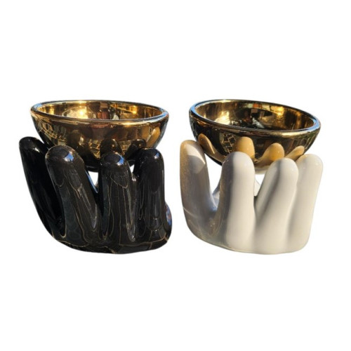 Aromalampa keramická černá, tvar ruka