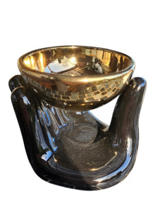 Aromalampa keramická černá, tvar ruka