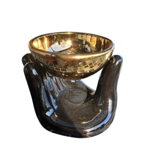 Aromalampa keramická černá, tvar ruka