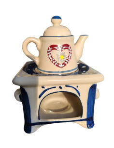 Aromalampa keramická, konvička, modro-bílá 2