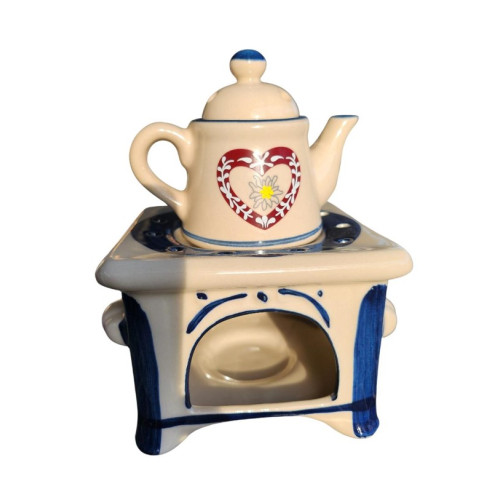 Aromalampa keramická, konvička, modro-bílá