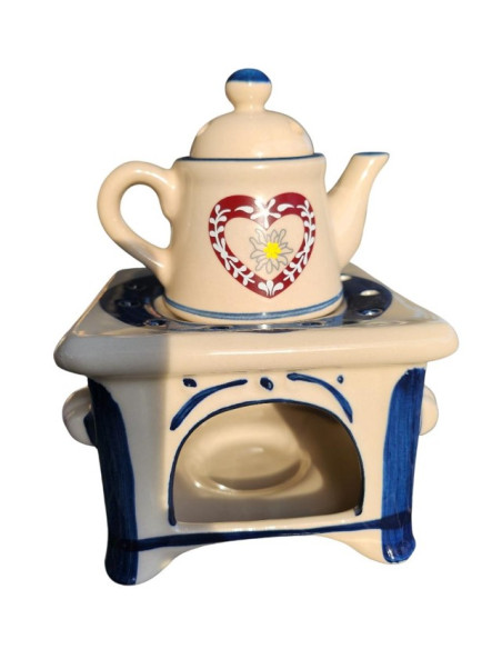 Aromalampa keramická, konvička, modro-bílá