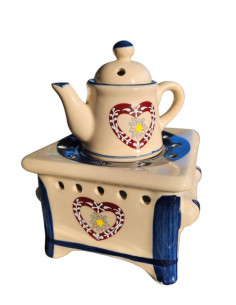 Aromalampa keramická, konvička, modro-bílá