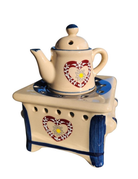 Aromalampa keramická, konvička, modro-bílá