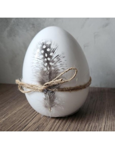 Vajíčko porcelán s peříčkem