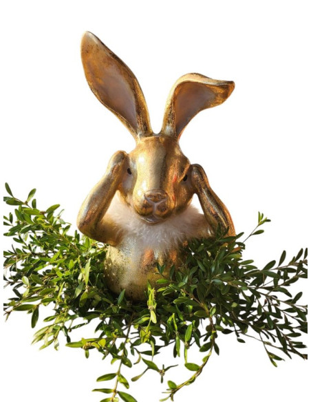 Soška králík, zlatá o výšce 25cm