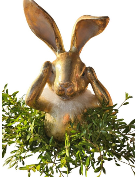 Soška králík, zlatá o výšce 25cm