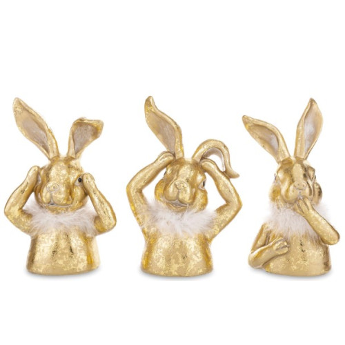 Soška králík, zlatá o výšce 25cm