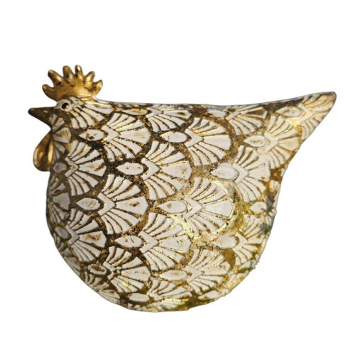 Keramická slepička zlatá