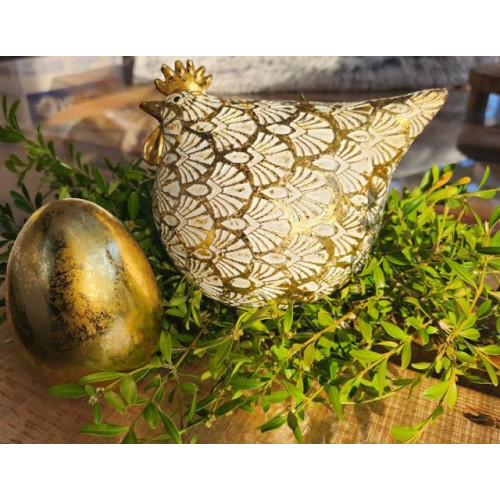 Keramická slepička zlatá