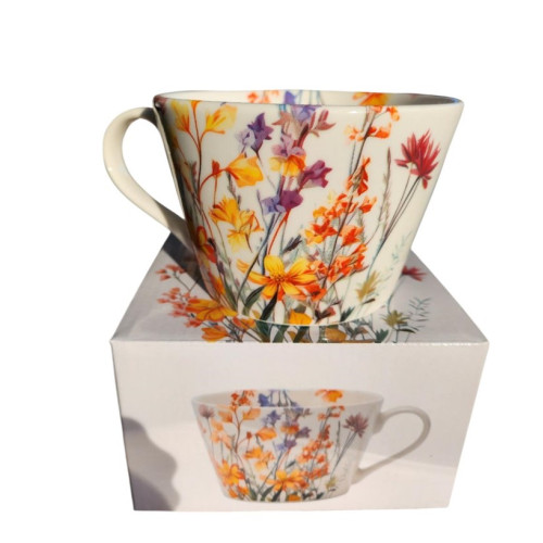 Keramický hrnek s květinami, 450ml