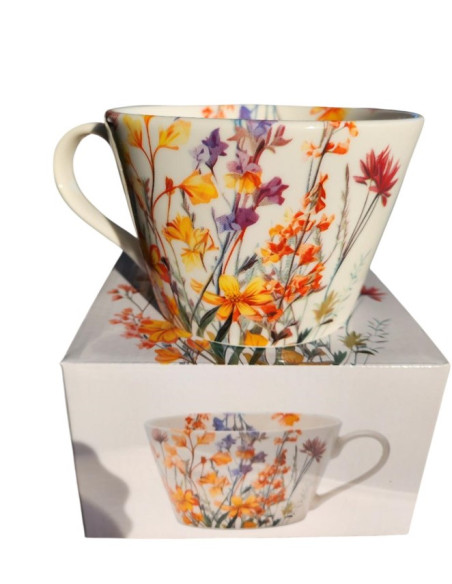 Keramický hrnek s květinami, 450ml