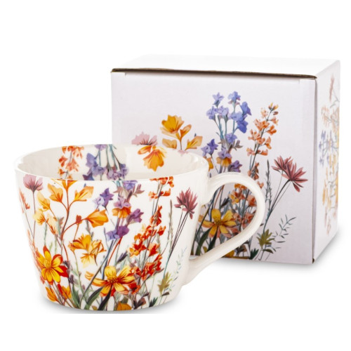 Keramický hrnek s květinami, 450ml