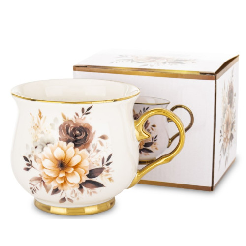 Keramický hrnek s květinami, 420ml