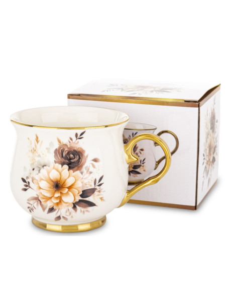 Keramický hrnek s květinami, 420ml