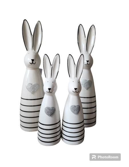 Zajíc porcelán  bílá/černá, větší