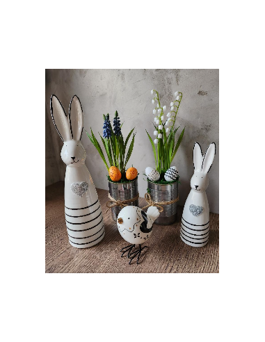 Zajíc porcelán  bílá/černá, větší