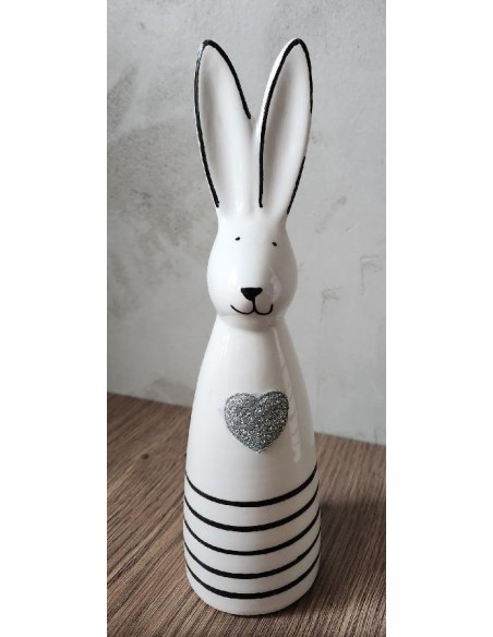 Zajíc porcelán  bílá/černá, větší